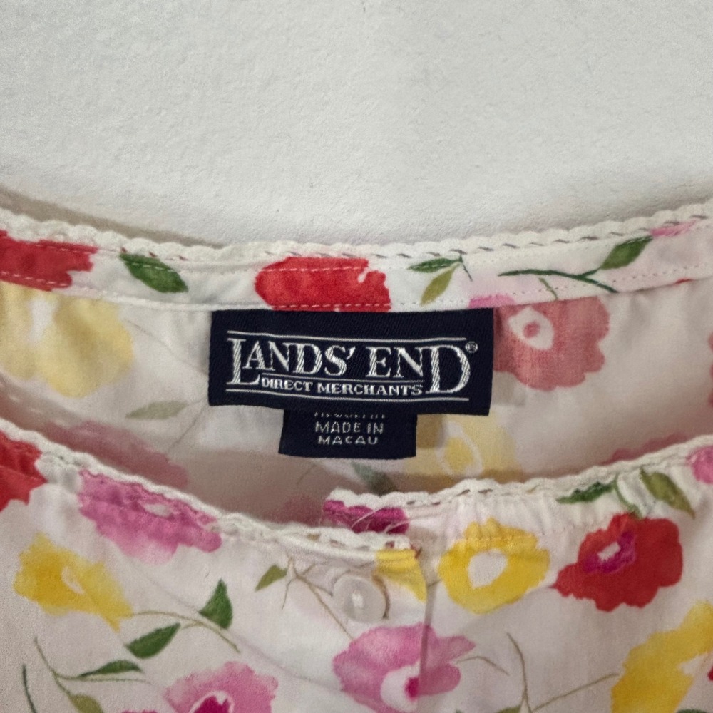 Lands End Pajama Set Floral Cottagecore Button Camisole Crop Pants Women L 14-16 - Picture 6 of 11